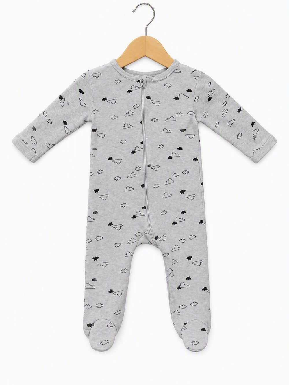 10/$15 George Cloud Print Footed Sleeper Baby 0-3M Gray